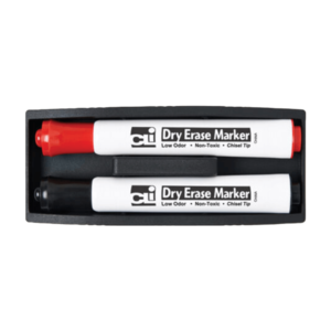 Magnetic Eraser with 2 Markers Dry Erase
